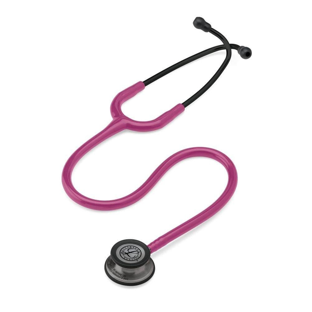 3M™ Littmann® Classic III™ Monitoring Stethoscope, Smoke-Finish Chestpiece, black stem and headset, Raspberry Tube,5871