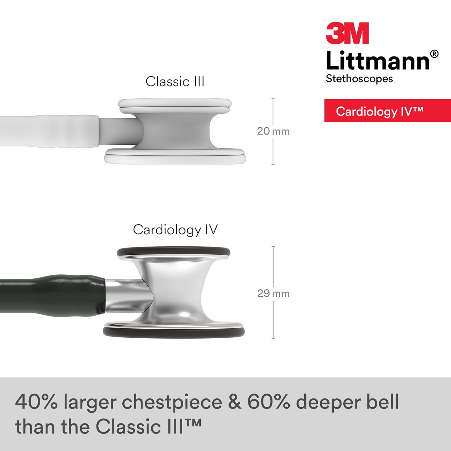 3M™ Littmann® Cardiology IV™ Stethoscope, Standard-Finish Chestpiece, Black Tube, 27 inch, 6152