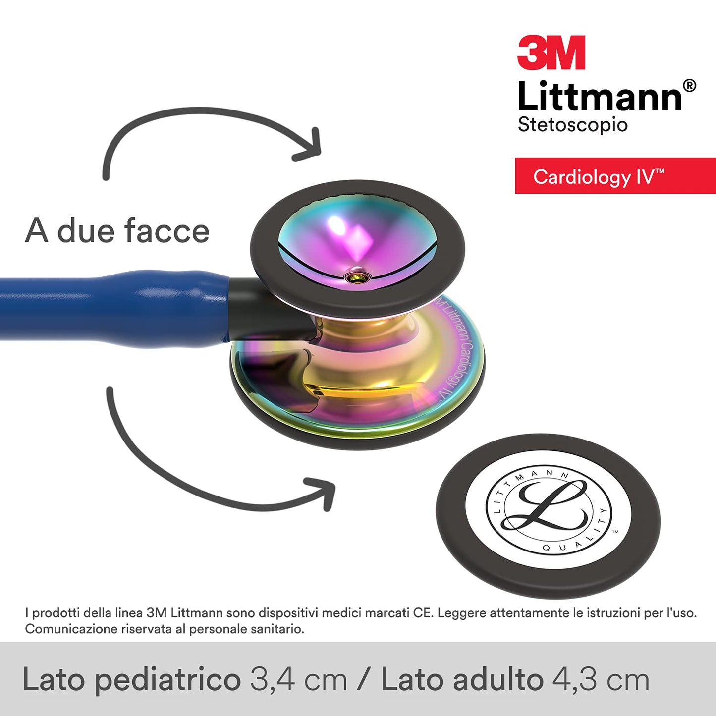 3M™ Littmann® Cardiology IV™ Diagnostic Stethoscope, High Polish Rainbow-Finish Chestpiece, Navy Tube,  Black Stem and Black Headset, 27 inch, 6242