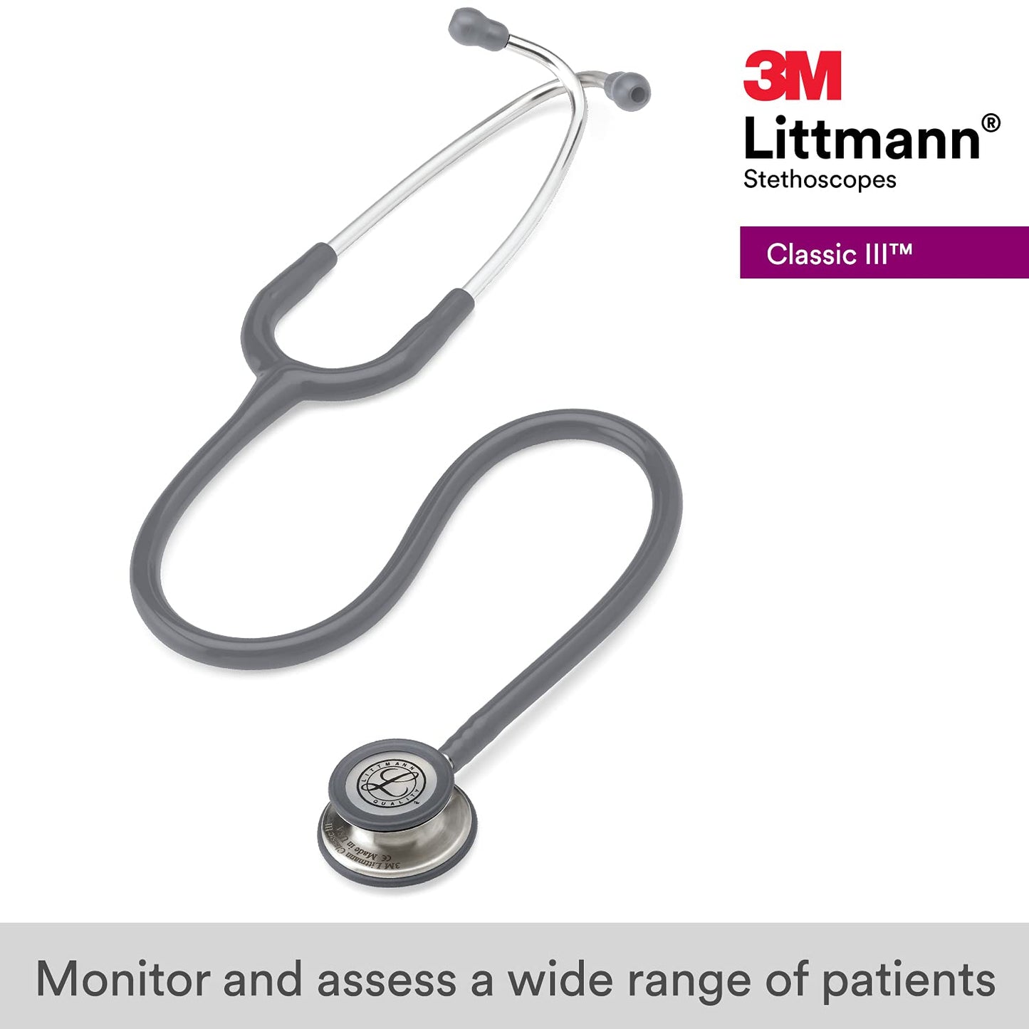 3M™ Littmann® Classic III™ Monitoring Stethoscope, Gray Tube, 27 in, 5621