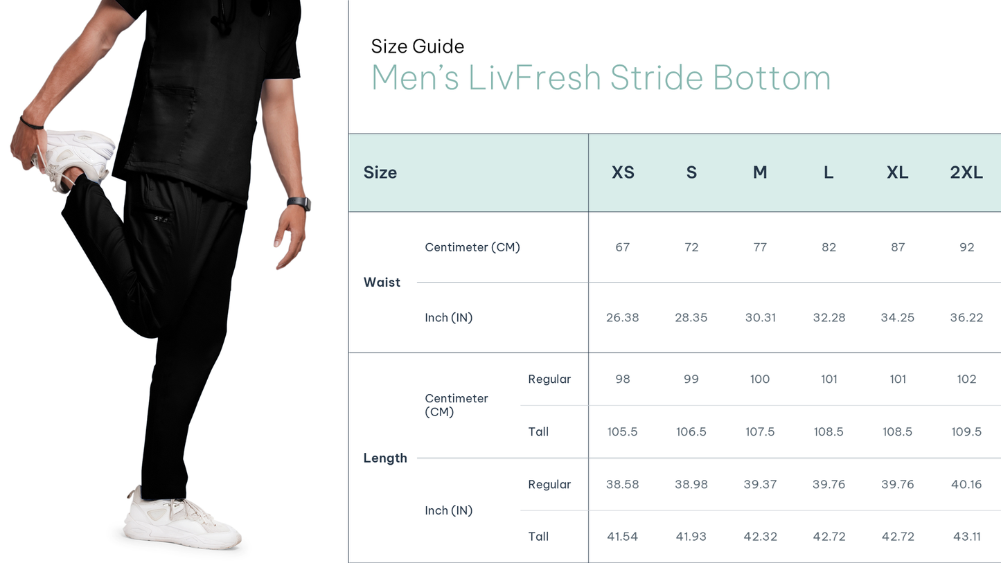 Scrubstory LivFresh Mens Scrub Bottom, Audere Classic Fit-Black
