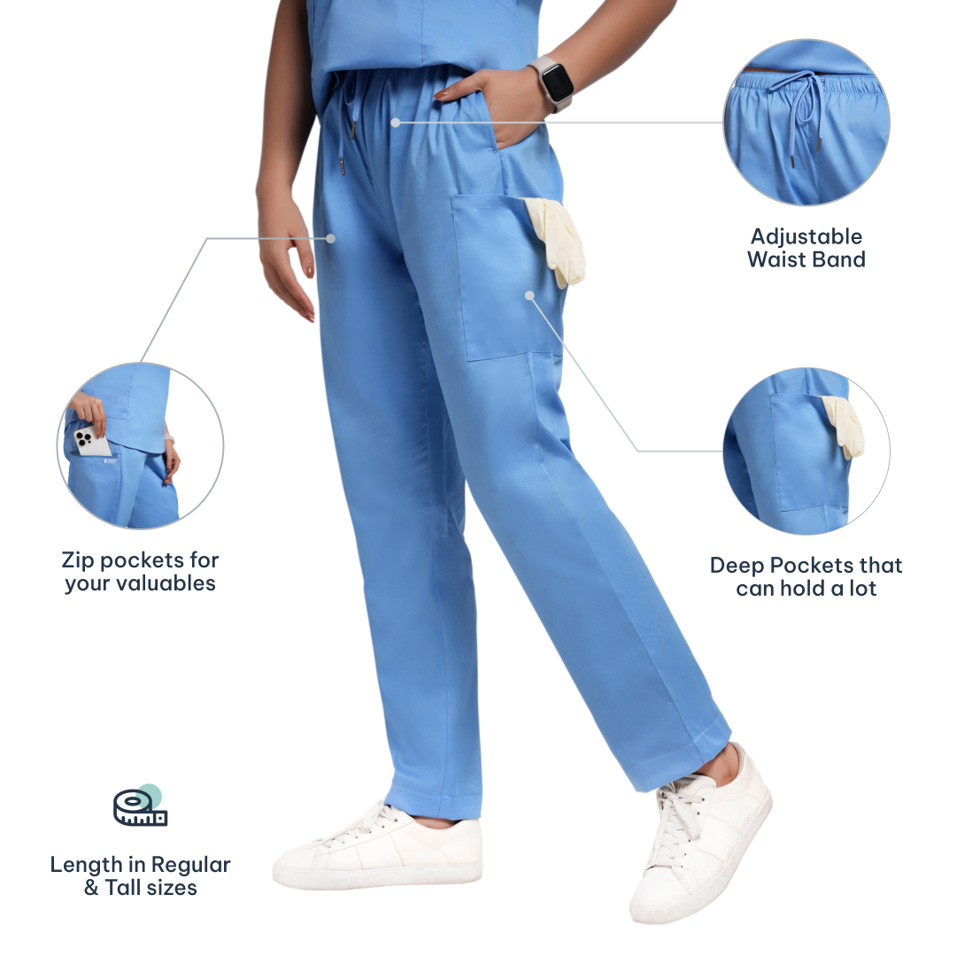 Scrubstory LivFresh Woman Scrub Grace Bottom Classic-Ceil Blue